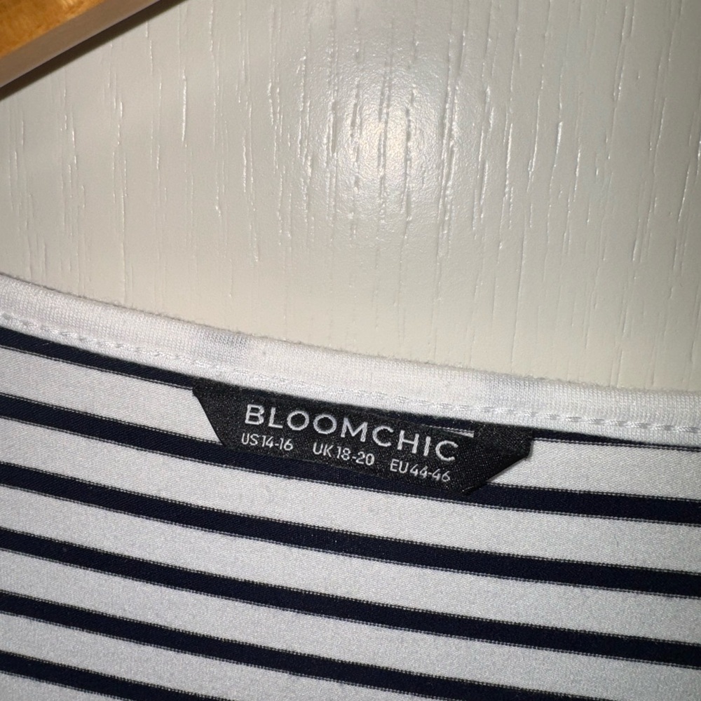 BloomChic Black & White Striped Top with Floral Detail - Picture 3 of 4